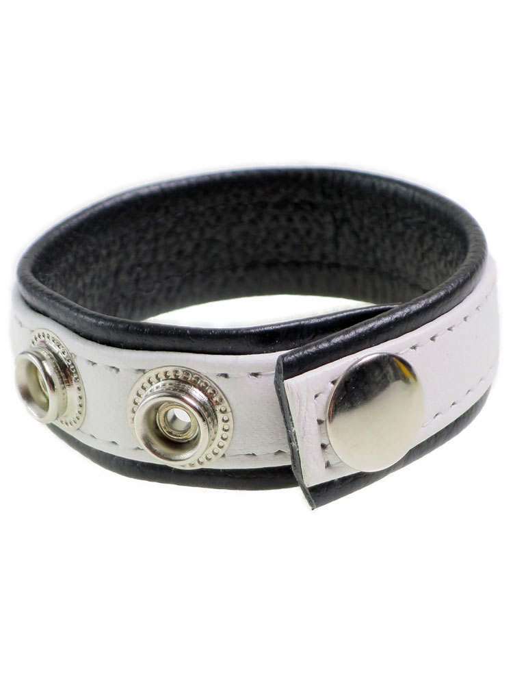 Leder-Cockring breiter weisser Streifen