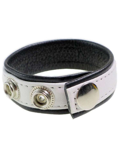 Leder-Cockring breiter weisser Streifen