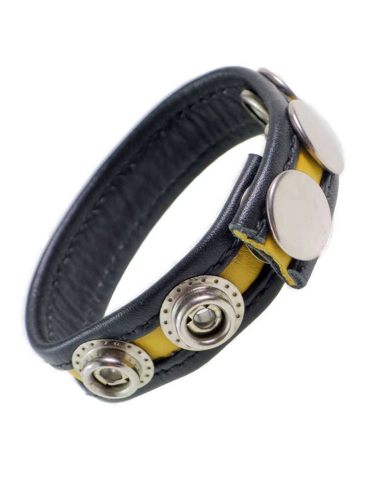 Leder-Cockring gelber Streifen