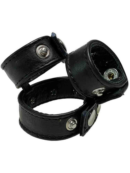 Leder Dreifach-Cockring mit Dornen