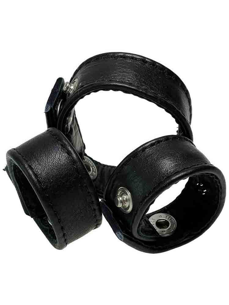 Leder Dreifach-Cockring mit Dornen