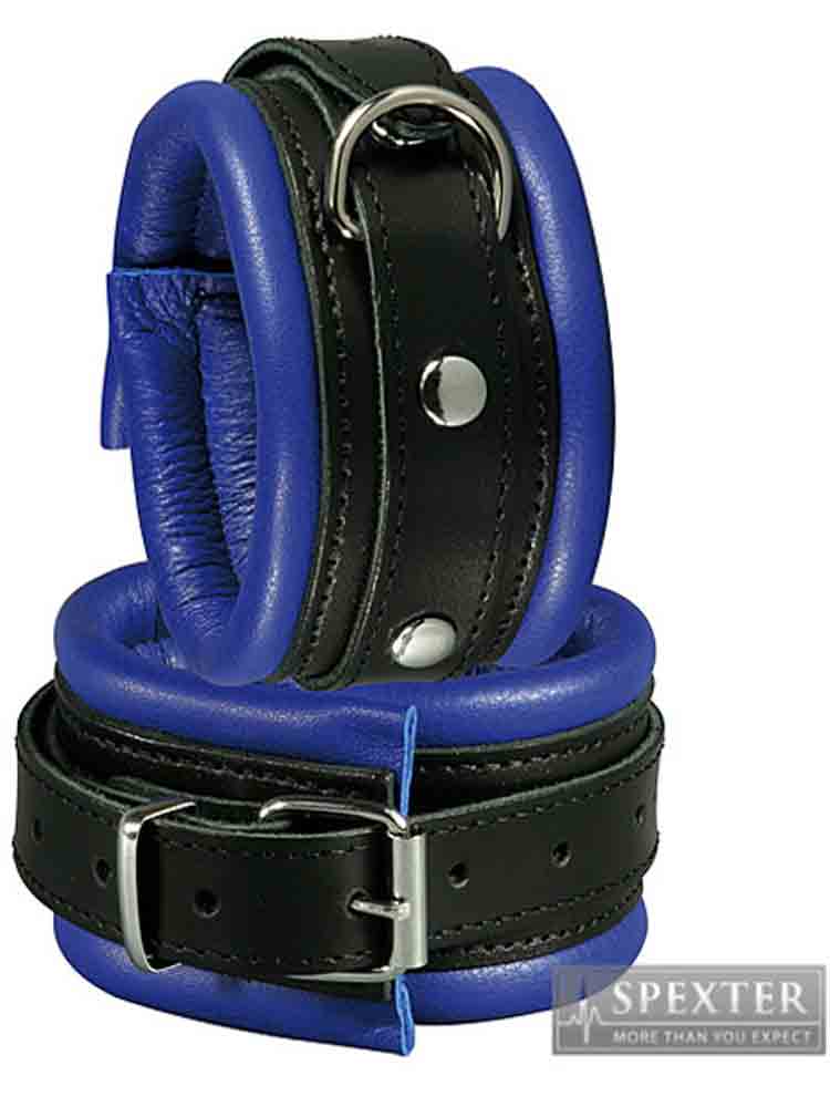 Leder-Fussfessel, blau - 5 cm