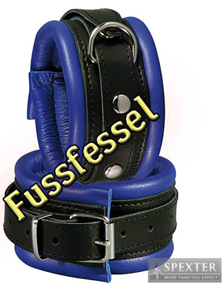 Leder-Fussfessel, blau - 5 cm
