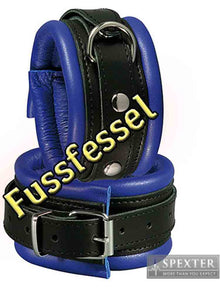 Leder-Fussfessel, blau - 5 cm