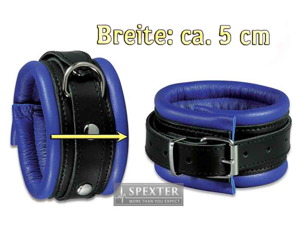 Leder-Fussfessel, blau - 5 cm