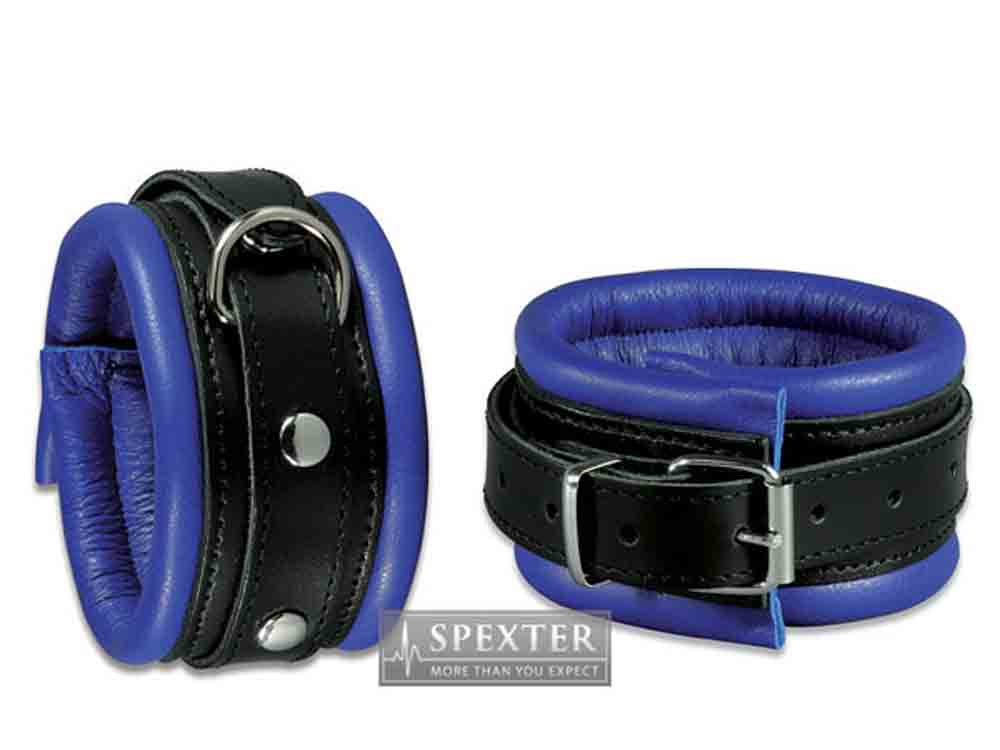 Leder-Fussfessel, blau - 5 cm