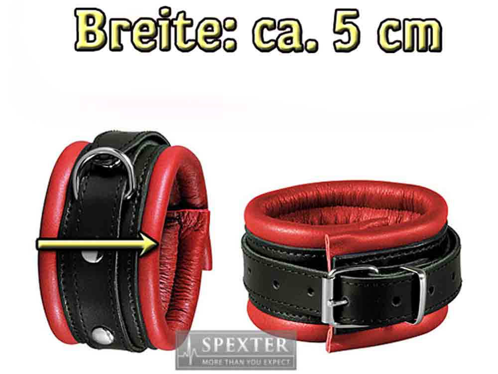 Leder-Fussfessel, rot - 5 cm