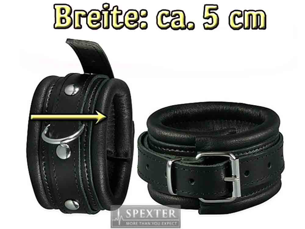 Leder-Fussfessel, schwarz - 5 cm