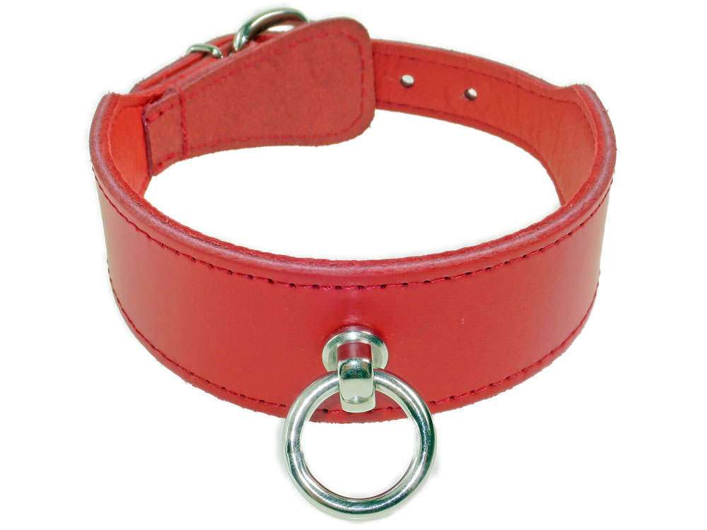Leder-Halsband schmal - ROT