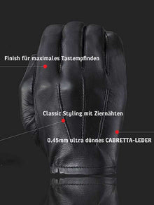 Leder-Handschuhe DELUXE POLICE CLASSIC SCHWARZ