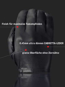 Leder-Handschuhe DELUXE POLICE GLATT SCHWARZ