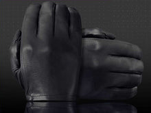 Leder-Handschuhe DELUXE POLICE GLATT SCHWARZ