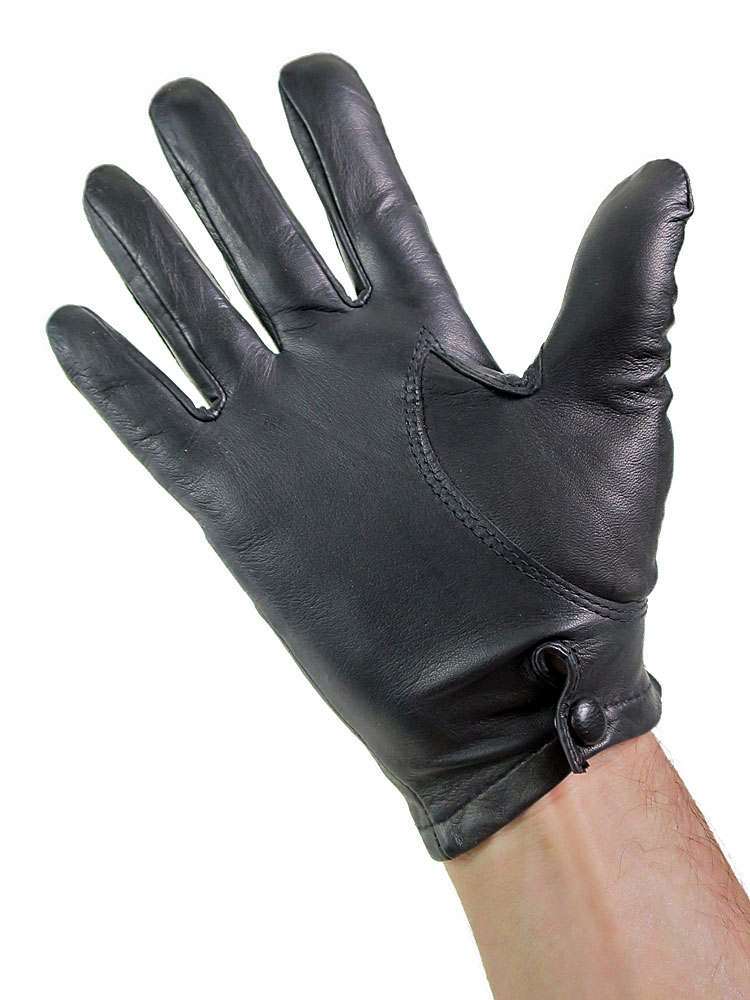 Leder-Handschuhe OFFICER GLATT SCHWARZ
