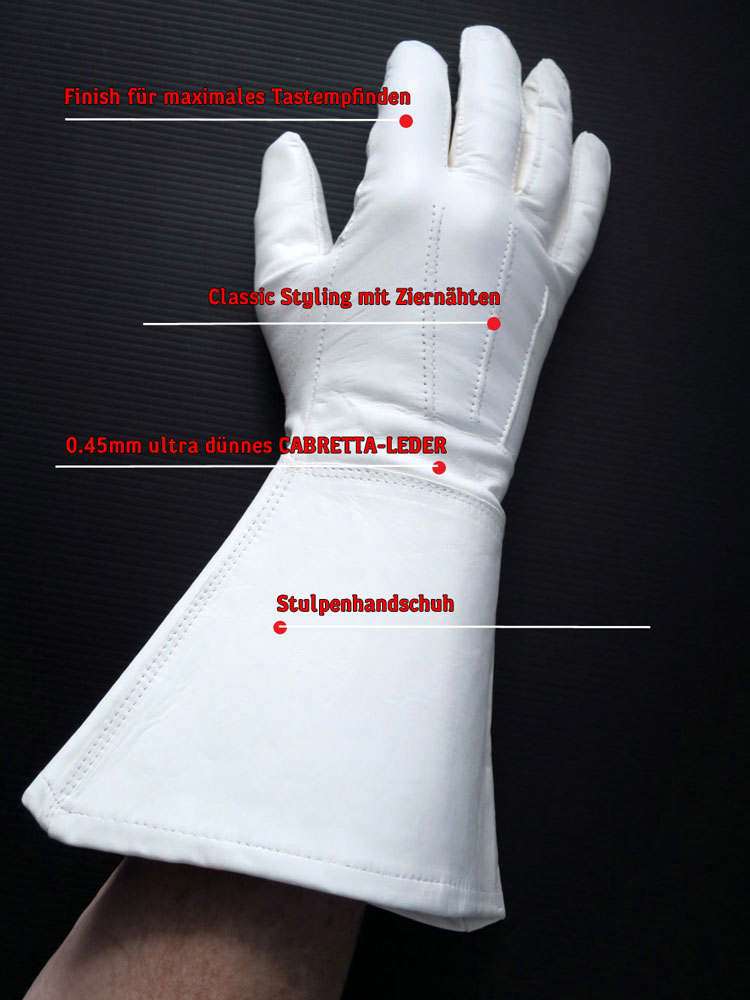 Leder-Handschuhe STULPENHANDSCHUHE WEISS