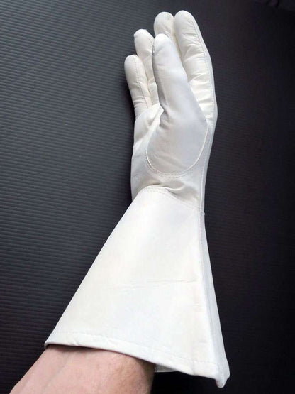 Leder-Handschuhe STULPENHANDSCHUHE WEISS