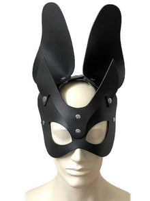 Ledermaske mit Hasenohren schwarz