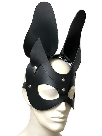 Ledermaske mit Hasenohren schwarz
