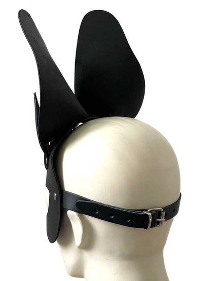 Ledermaske mit Hasenohren schwarz