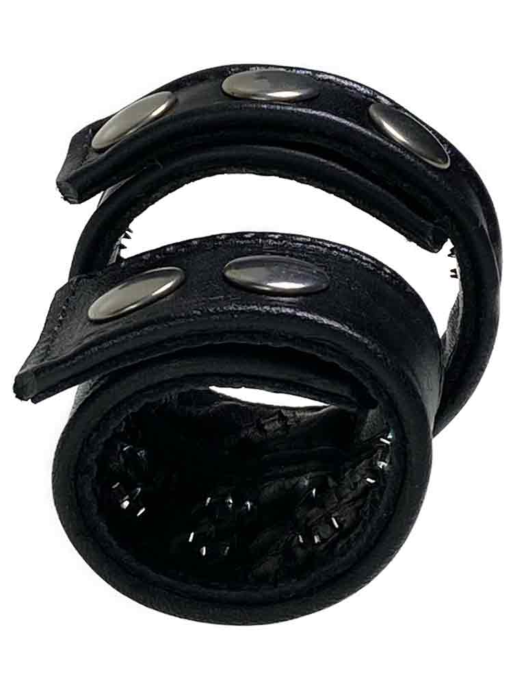 Leder Duo Cockring 21/35 mit Spikes