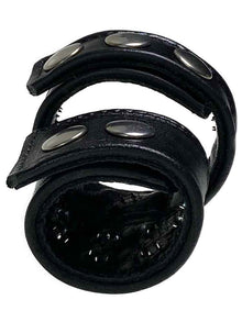 Leder Duo Cockring 21/35 mit Spikes