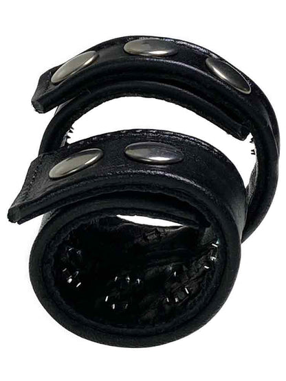 Leder Duo Cockring 21/35 mit Spikes