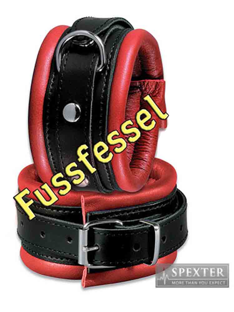 Leder-Fussfessel, rot - 5 cm