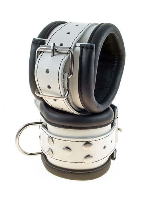 Leder-Fussfessel, schwarz-weiss - 6,5cm