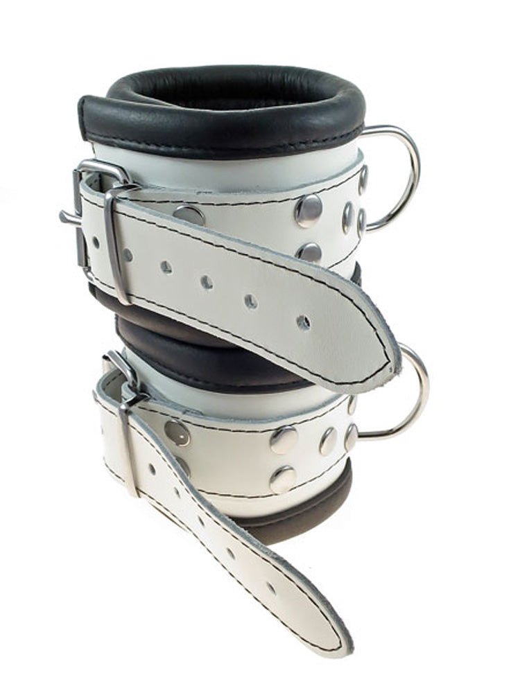 Leder-Fussfessel, schwarz-weiss - 6,5cm