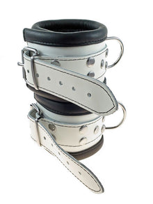 Leder-Fussfessel, schwarz-weiss - 6,5cm