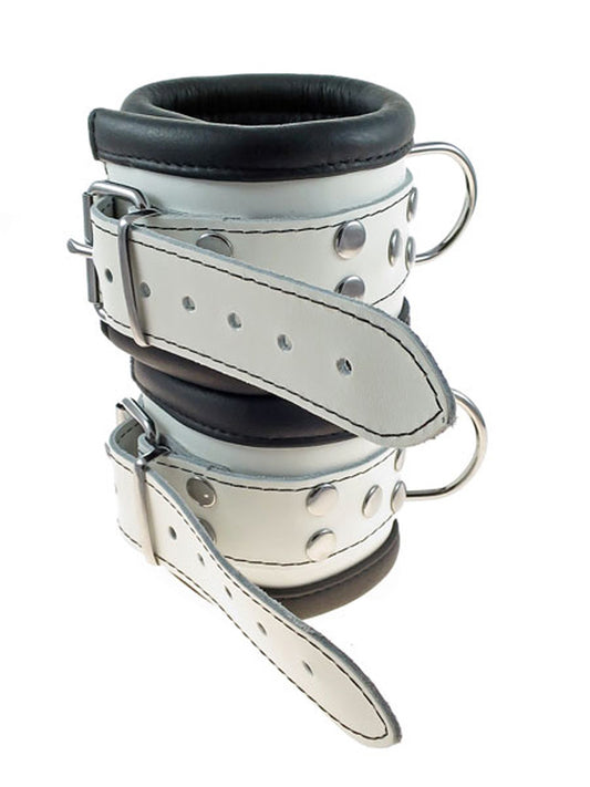 Leder-Fussfessel, schwarz-weiss - 6,5cm