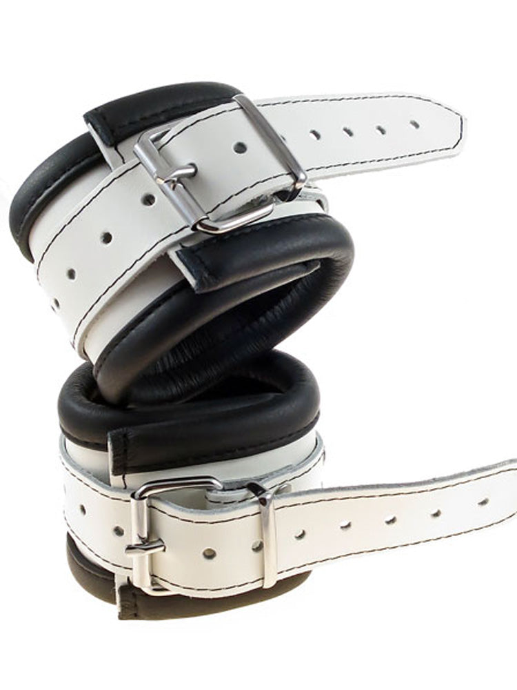 Leder-Fussfessel, schwarz-weiss - 6,5cm