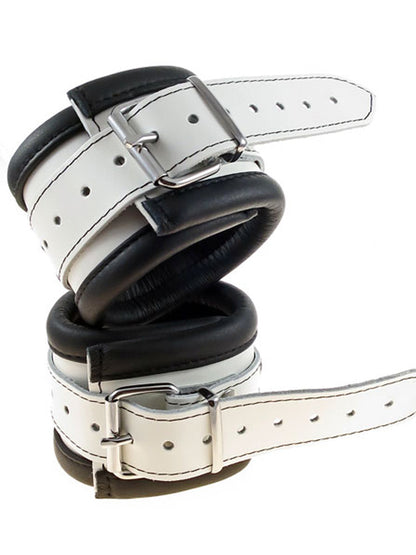 Leder-Fussfessel, schwarz-weiss - 6,5cm