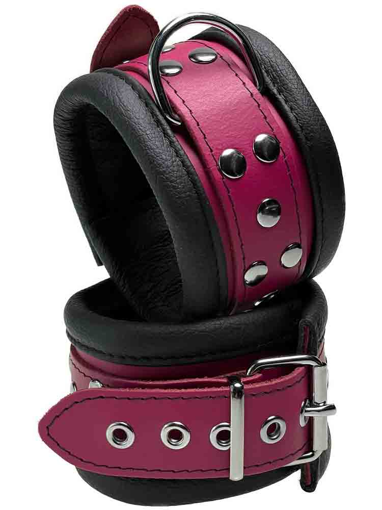 Leder-Fussfessel, Fuchsia-Pink - 6,5cm