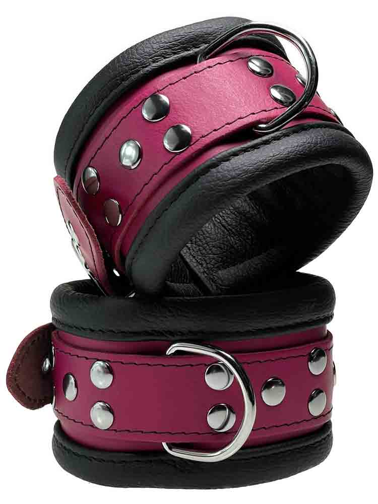 Leder-Fussfessel, Fuchsia-Pink - 6,5cm
