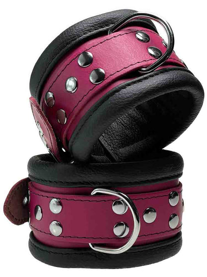 Leder-Fussfessel, Fuchsia-Pink - 6,5cm
