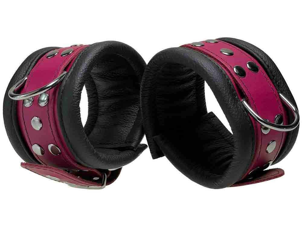 Leder-Fussfessel, Fuchsia-Pink - 6,5cm