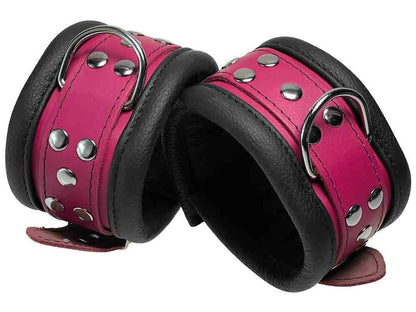 Leder-Fussfessel, Fuchsia-Pink - 6,5cm