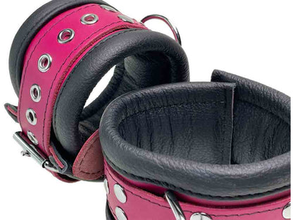 Leder-Fussfessel, Fuchsia-Pink - 6,5cm