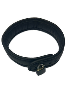 Leder-Halsband, abschließbar,gepolstert schwarz