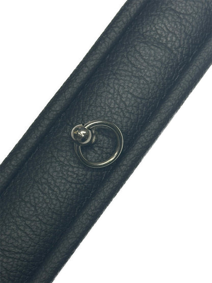 Leder-Halsband, abschließbar,gepolstert schwarz