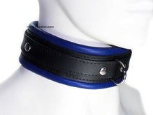 Leder-Halsband, gepolstert blau 5cm