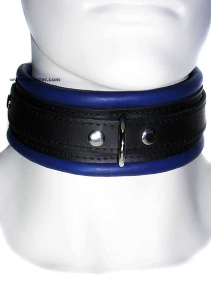 Leder-Halsband, gepolstert blau 5cm