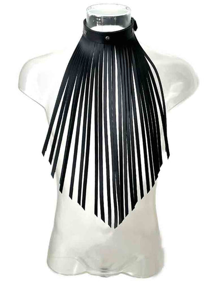 Lederhalsband mit Lederfransen - schwarz