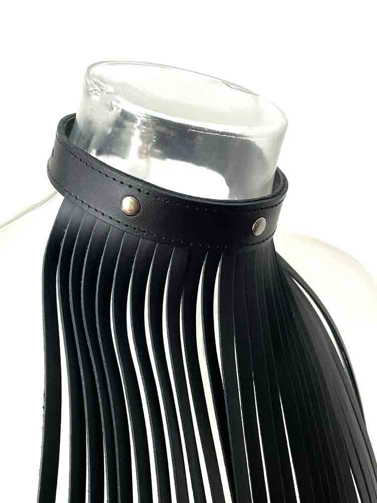 Lederhalsband mit Lederfransen - schwarz