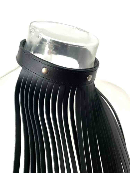 Lederhalsband mit Lederfransen - schwarz