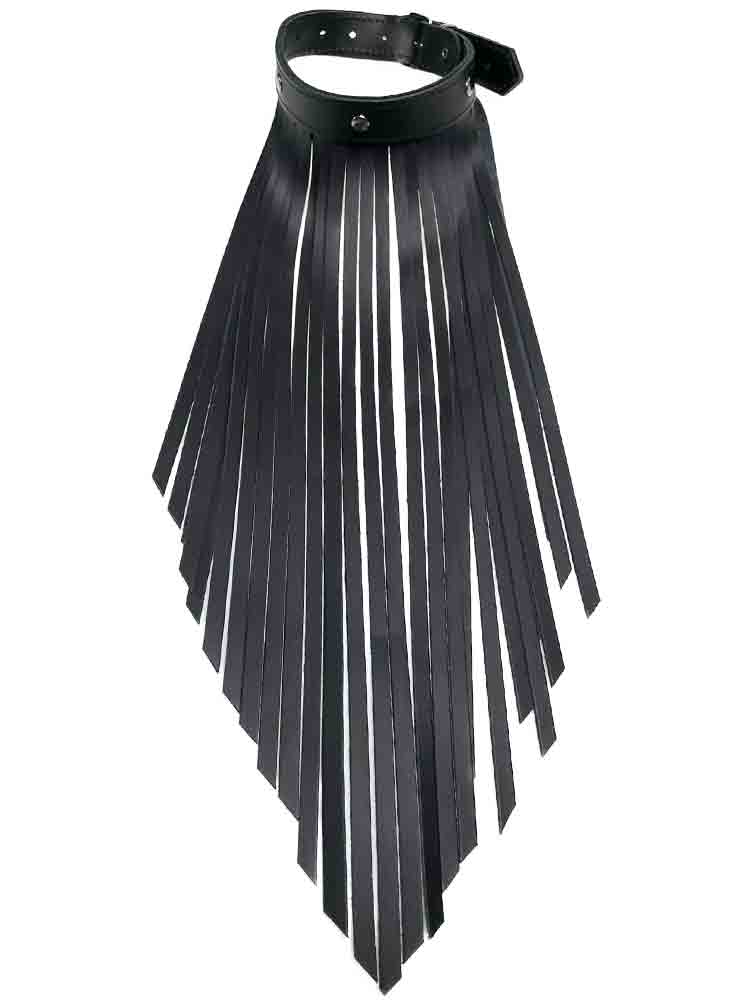Lederhalsband mit Lederfransen - schwarz