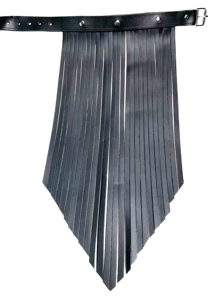 Lederhalsband mit Lederfransen - schwarz