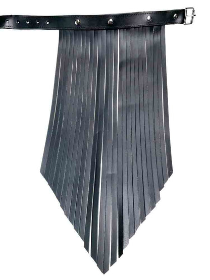 Lederhalsband mit Lederfransen - schwarz