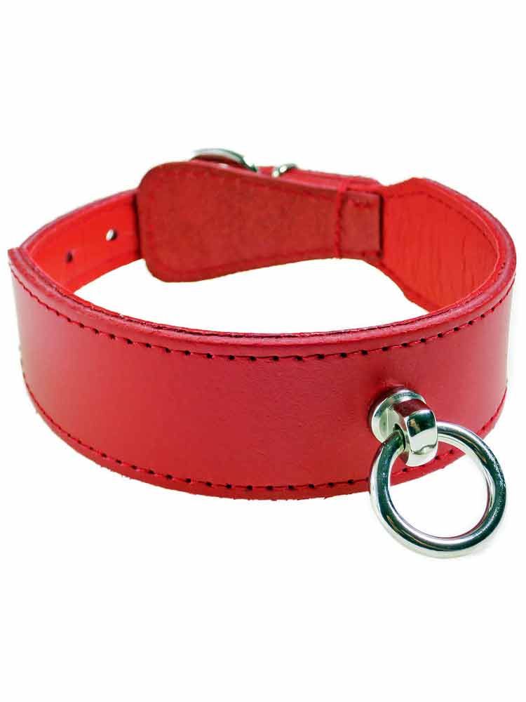 Leder-Halsband PASSION & Ring der O - rot