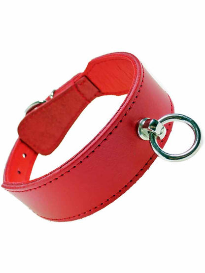Leder-Halsband PASSION & Ring der O - rot